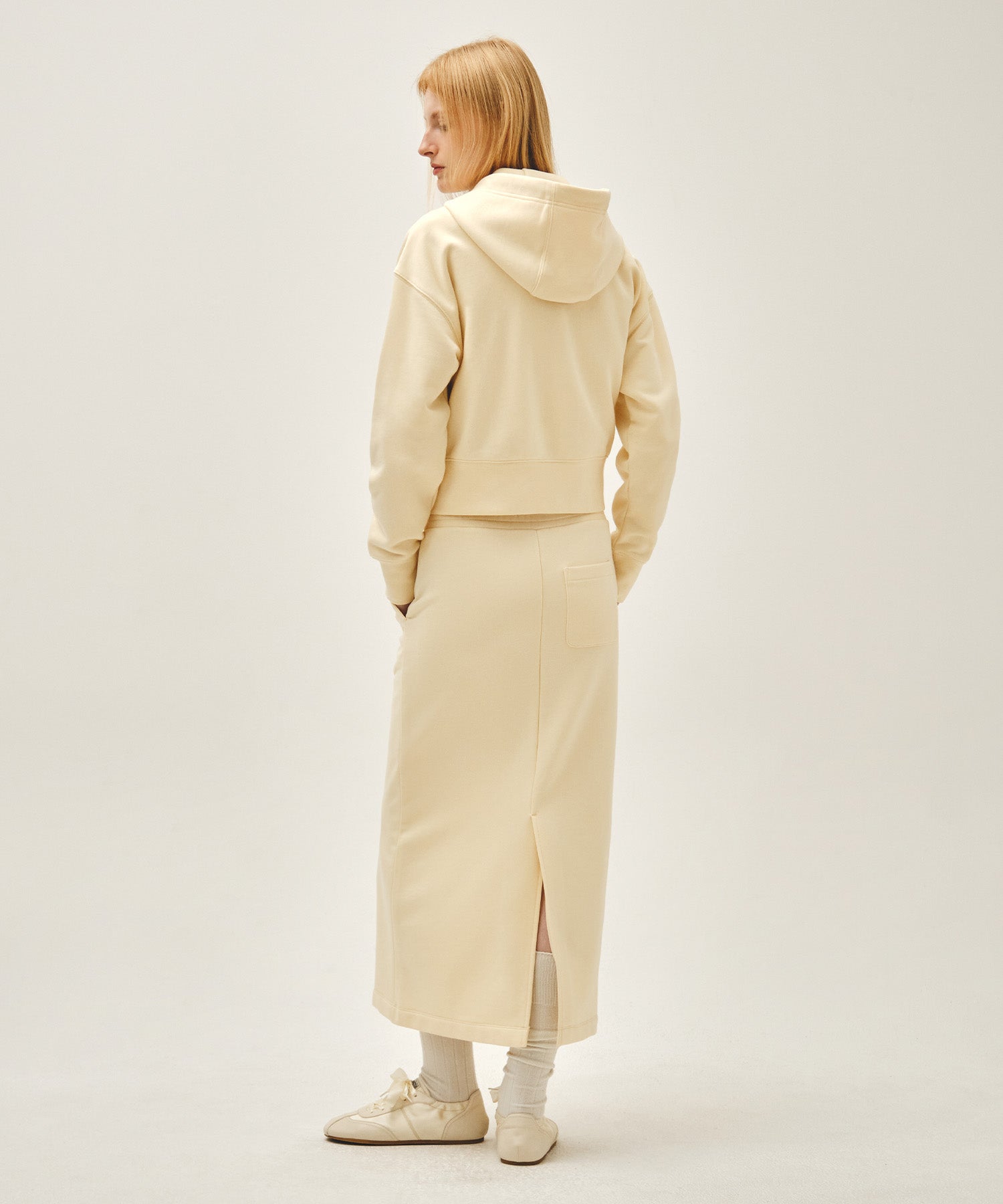 Marithe & Francois Girbaud - Classic Logo Sweat Long Skirt (Butter) product image 5 | TRAB K-Fashion Australia