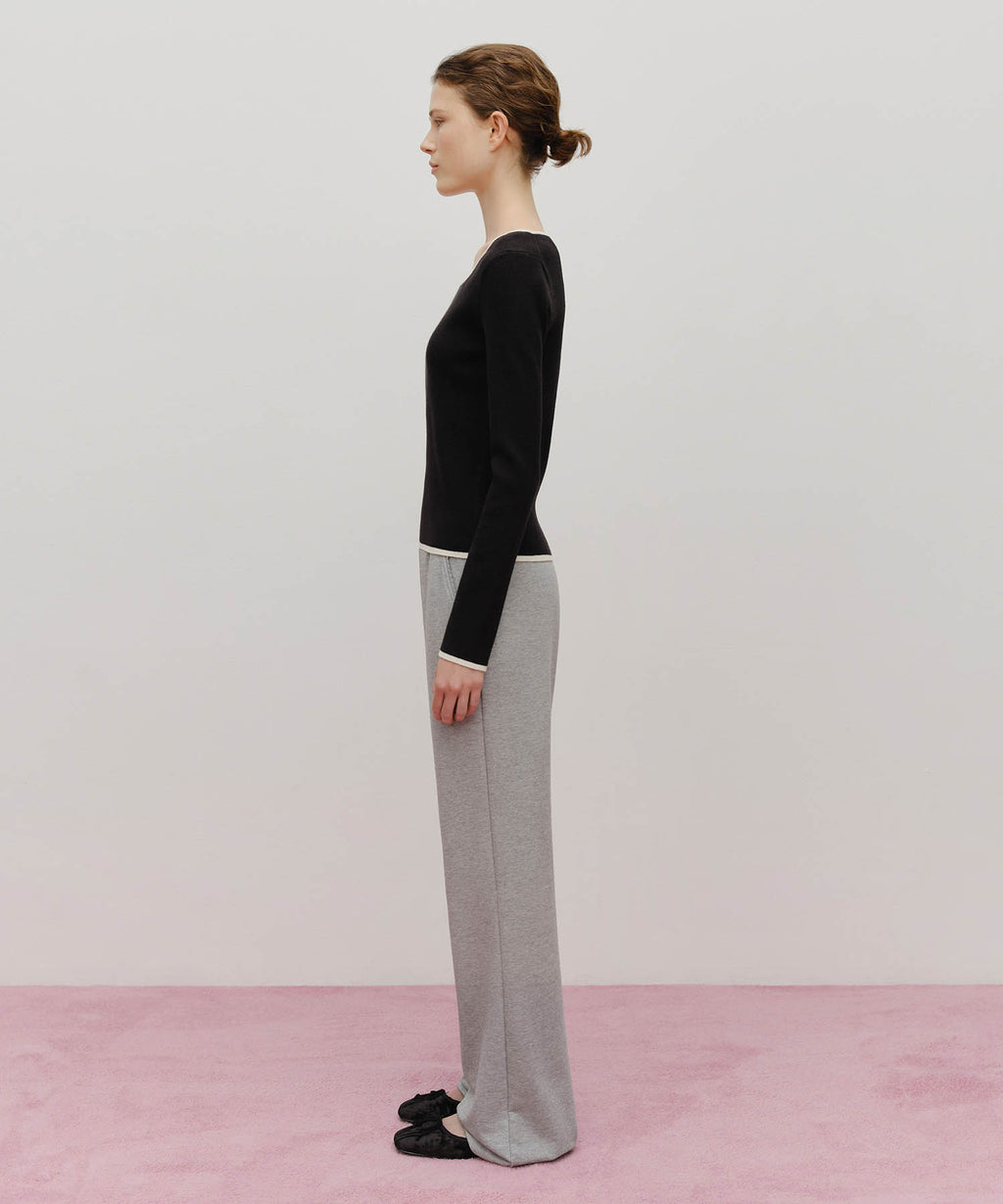Marithe & Francois Girbaud - Lace Point Boots Cut Sweat Pants (Heather Gray) product image 5 | TRAB K-Fashion Australia