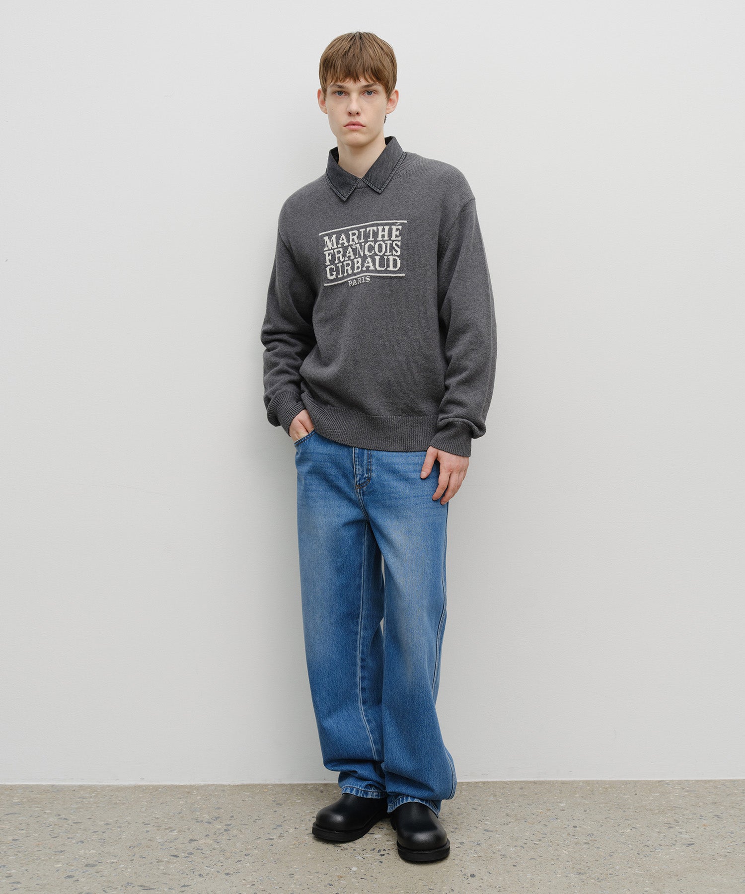 Marithe & Francois Girbaud - Classic Logo Knit Pullover (Charcoal) product image 5 | TRAB K-Fashion Australia