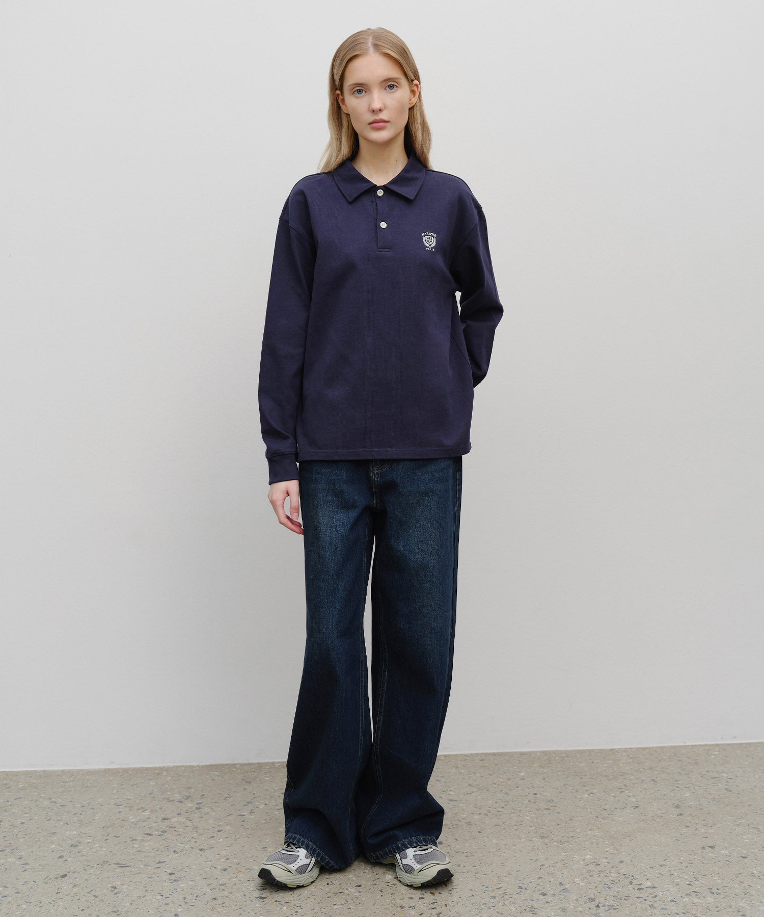 Marithe & Francois Girbaud - Crest Logo Jersey Polo Long Sleeve (Navy) product image 5 | TRAB K-Fashion Australia
