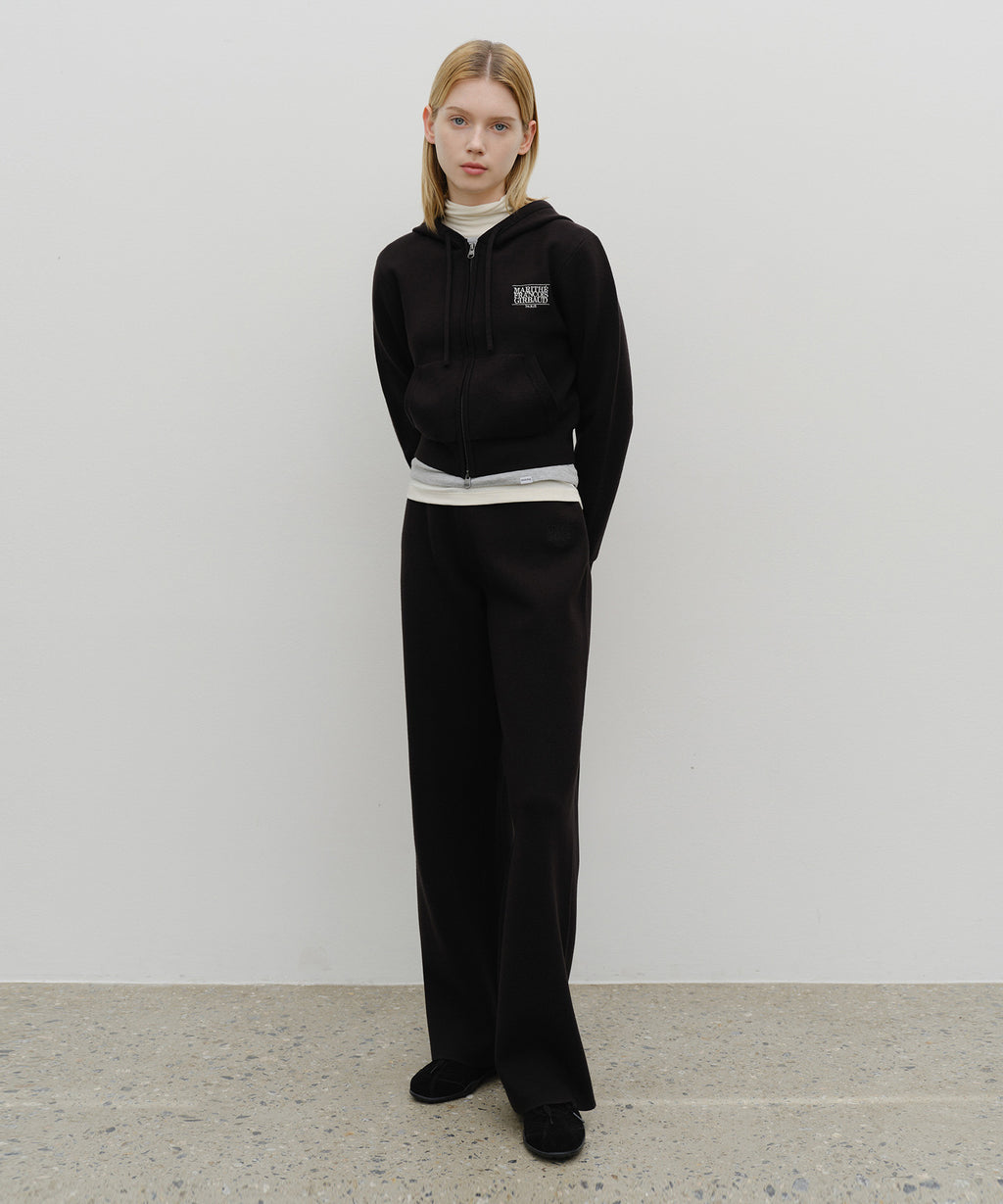 Marithe & Francois Girbaud - Classic Logo Crop Knit Hoodie Zipup (Black) product image 5 | TRAB K-Fashion Australia