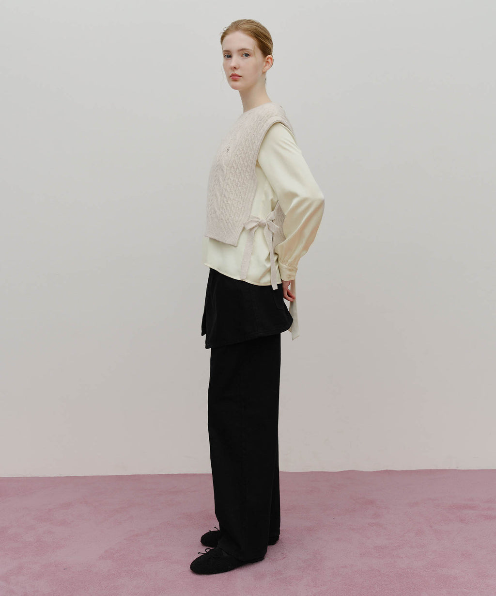 Marithe & Francois Girbaud - Side Ribbon Knit Vest (Ivory) product image 5 | TRAB K-Fashion Australia