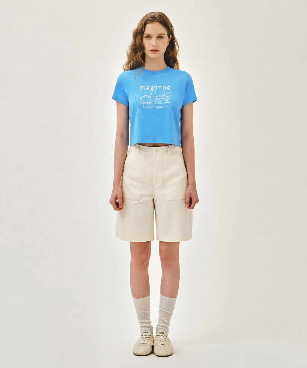 Marithe & Francois Girbaud - French Graphic Crop Tee (Blue) product image 5 | TRAB K-Fashion Australia