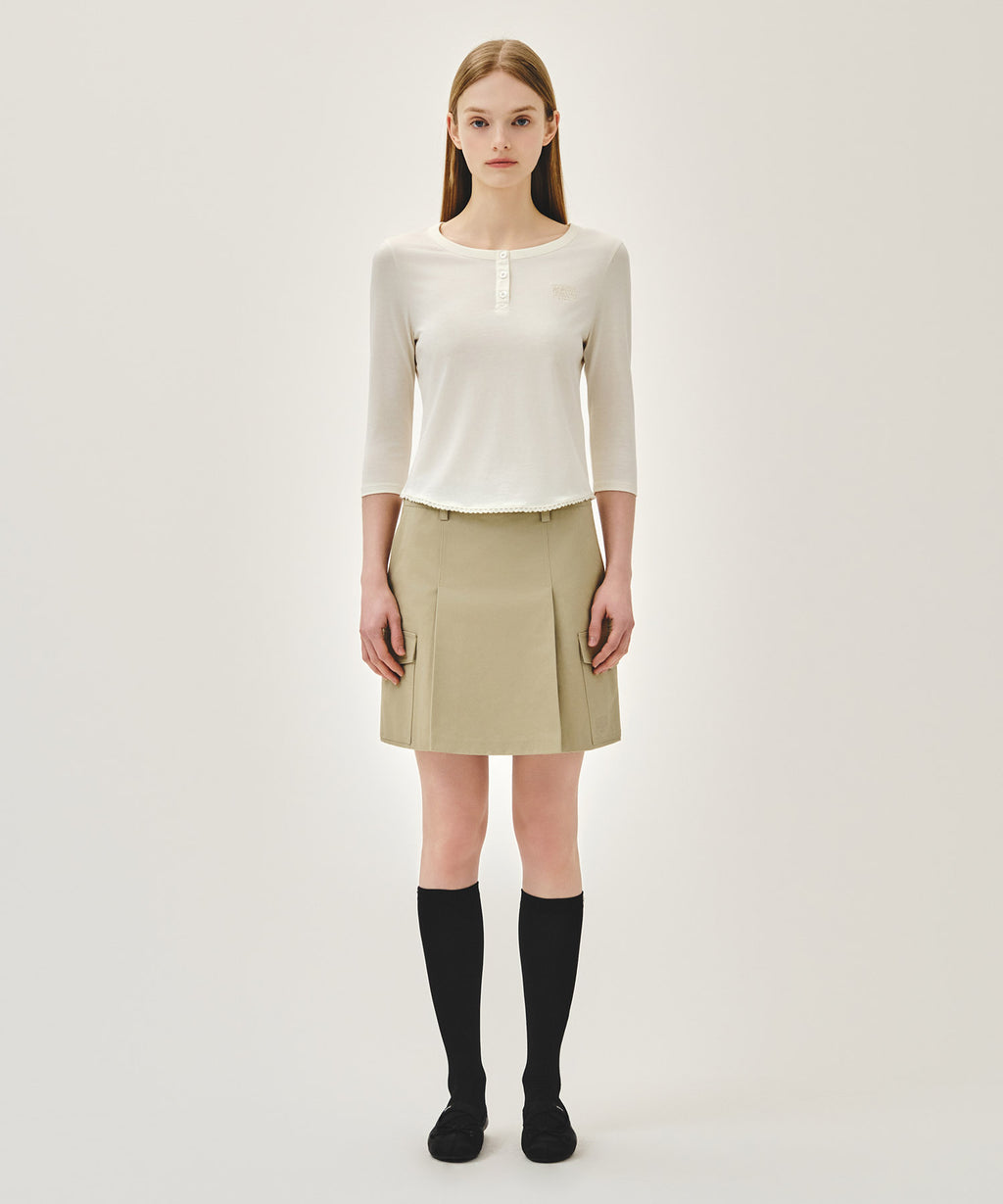 Marithe & Francois Girbaud - Small Classic Logo Henley Neck 3/4 Sleeve Tee (Ivory) product image 5 | TRAB K-Fashion Australia