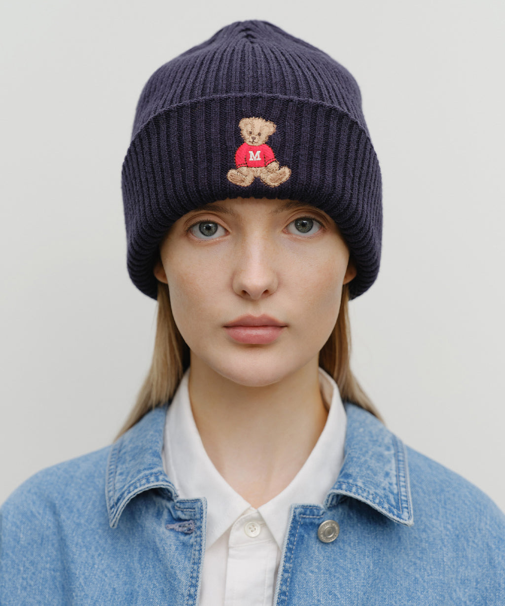 Marithe & Francois Girbaud - Doodle Bear Beanie (Navy) product image 5 | TRAB K-Fashion Australia