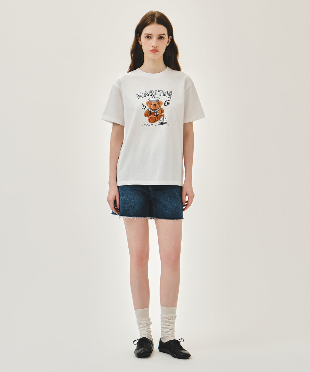 Marithe & Francois Girbaud - Marine Drawing Doodle Graphic Tee (White) product image 5 | TRAB K-Fashion Australia