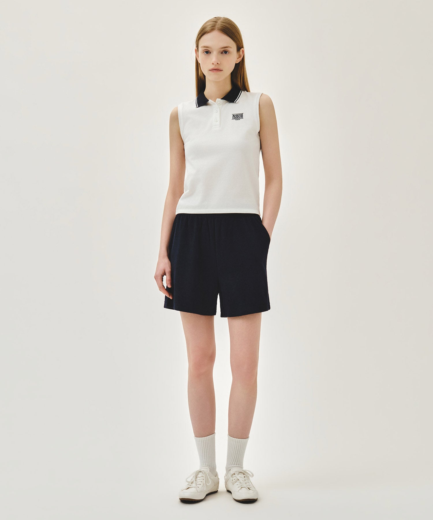 Marithe & Francois Girbaud - Small Classic Logo Pk Collar Sleeveless (White) product image 5 | TRAB K-Fashion Australia