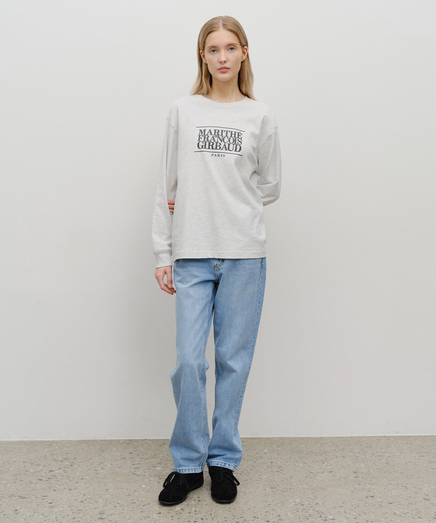 Marithe & Francois Girbaud - Classic Logo Long Sleeve (Light Heather Gray) product image 5 | TRAB K-Fashion Australia