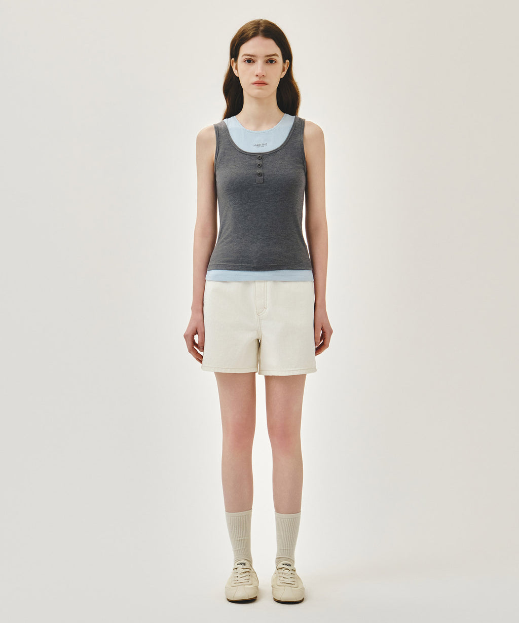 Marithe & Francois Girbaud - [Pre-order – Ships 7 Jul] Layered Sleeveless (Heather Charcoal) product image 8 | TRAB K-Fashion Australia