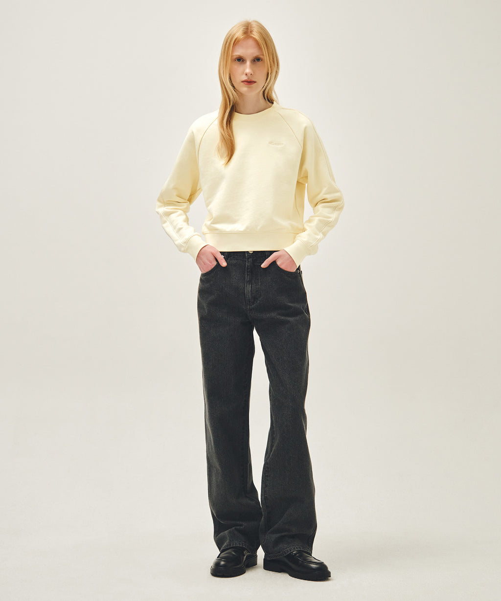 Marithe & Francois Girbaud - Lace Detail Crop Sweatshirt (Ivory) product image 5 | TRAB K-Fashion Australia