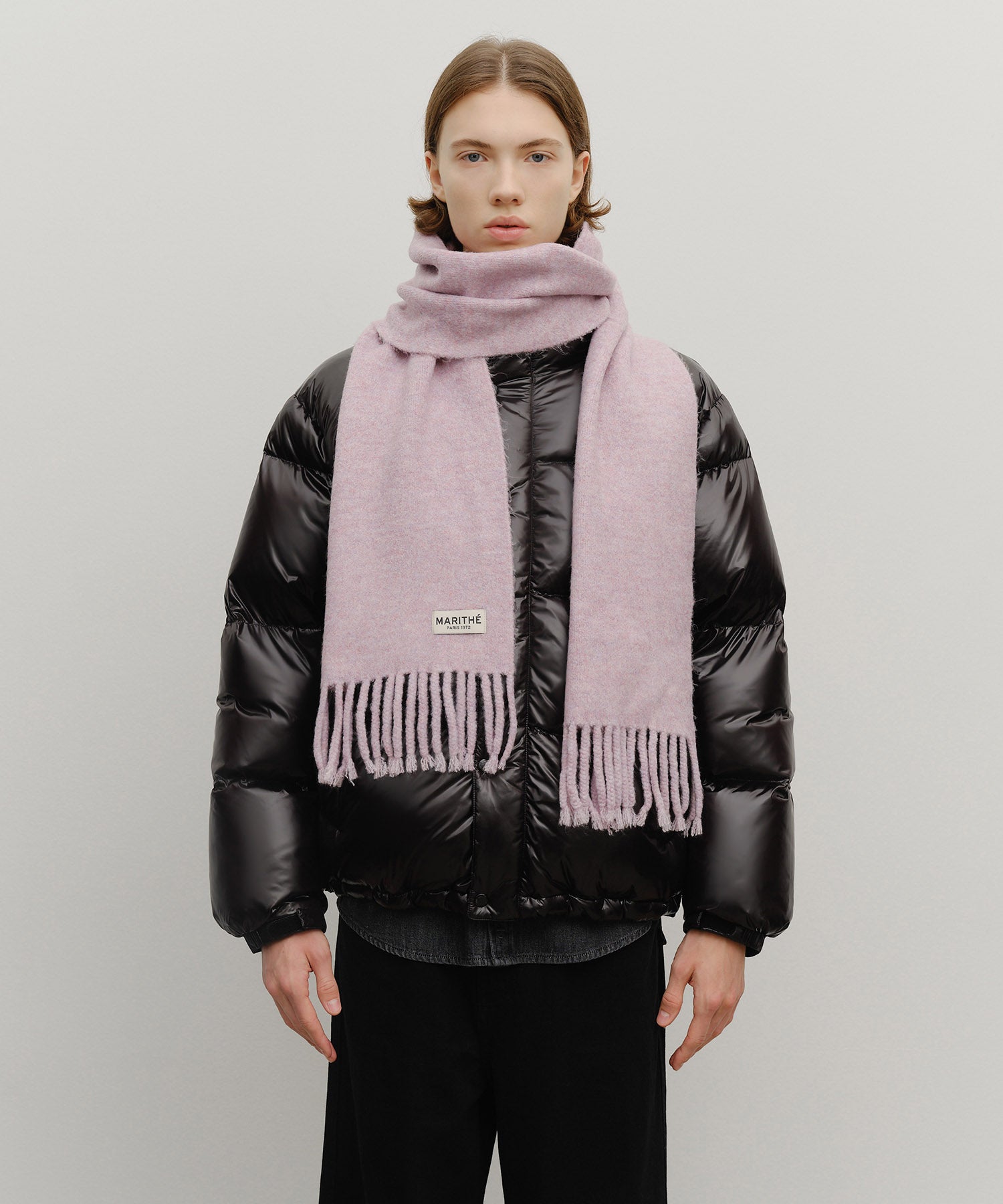 Marithe & Francois Girbaud - Fuzzy Solid Knit Muffler (Light Purple) product image 5 | TRAB K-Fashion Australia