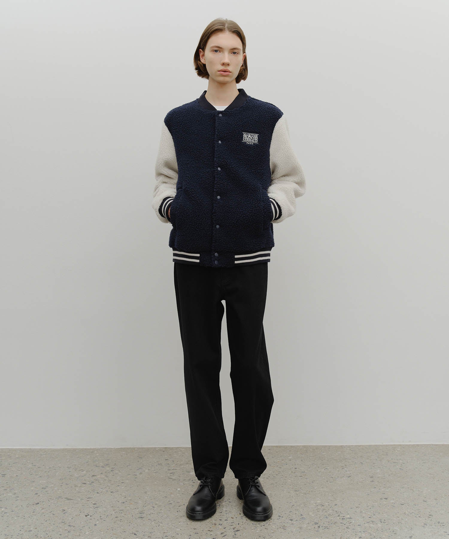 Marithe & Francois Girbaud - Fleece Varsity Jacket (Ivory) product image 5 | TRAB K-Fashion Australia