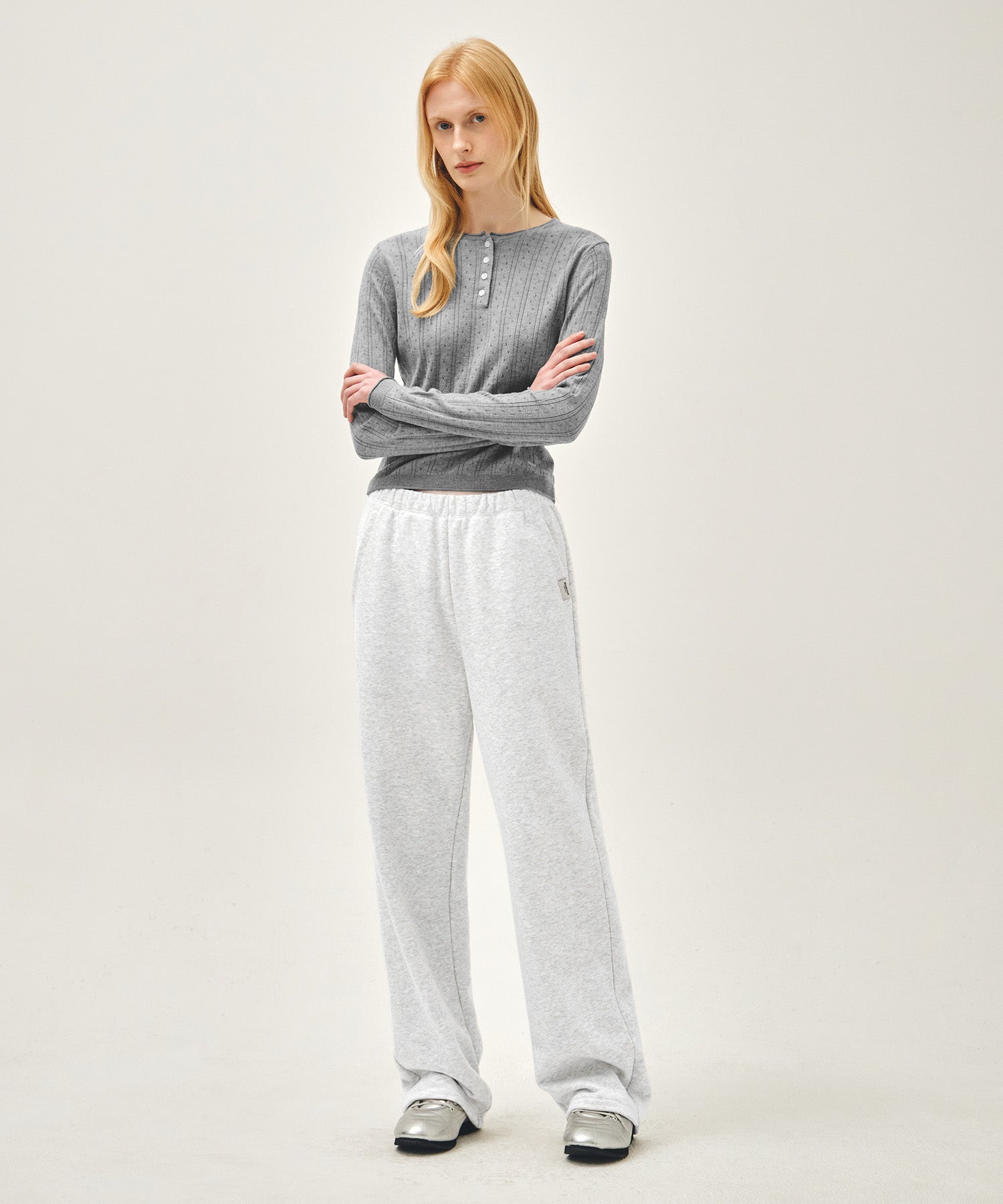 Marithe & Francois Girbaud - Crochet Half Button Knit (Melange Gray) product image 5 | TRAB K-Fashion Australia