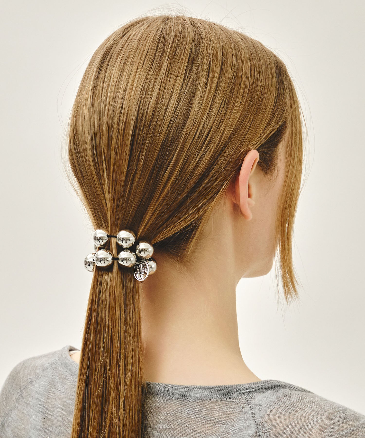 Marithe & Francois Girbaud - Pearl Silver Ball Scrunchie (Silver) product image 5 | TRAB K-Fashion Australia