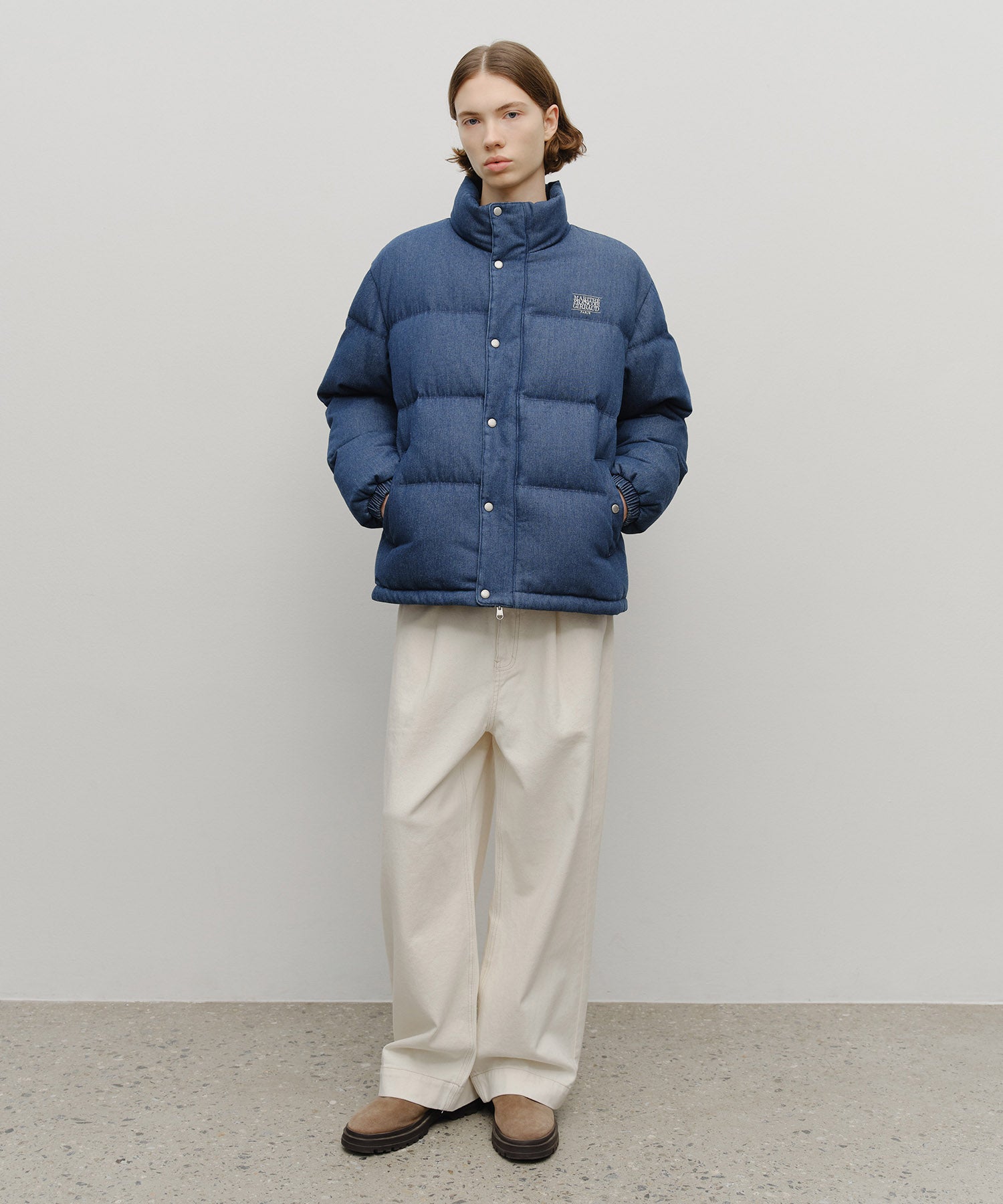 Marithe & Francois Girbaud - Classic Logo Denim Down Jacket (Dark Blue) product image 5 | TRAB K-Fashion Australia