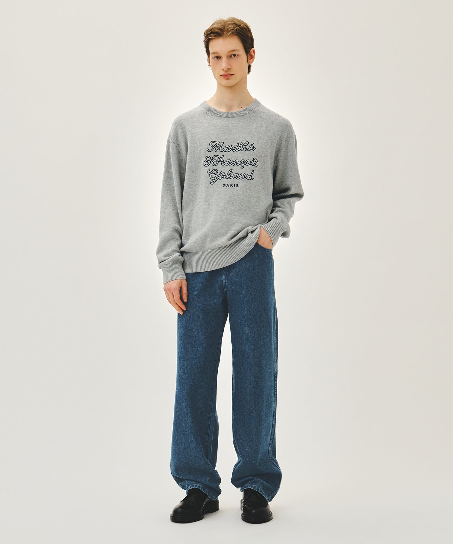 Marithe & Francois Girbaud - Drawing Classic Logo Knit Pullover (Melange Gray) product image 5 | TRAB K-Fashion Australia