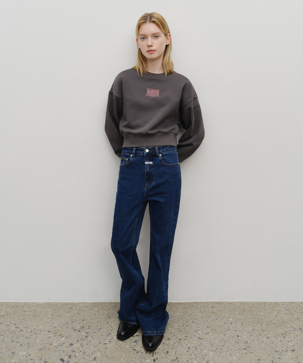 Marithe & Francois Girbaud - Small Classic Logo Crop Sweatshirt (Charcoal) product image 5 | TRAB K-Fashion Australia