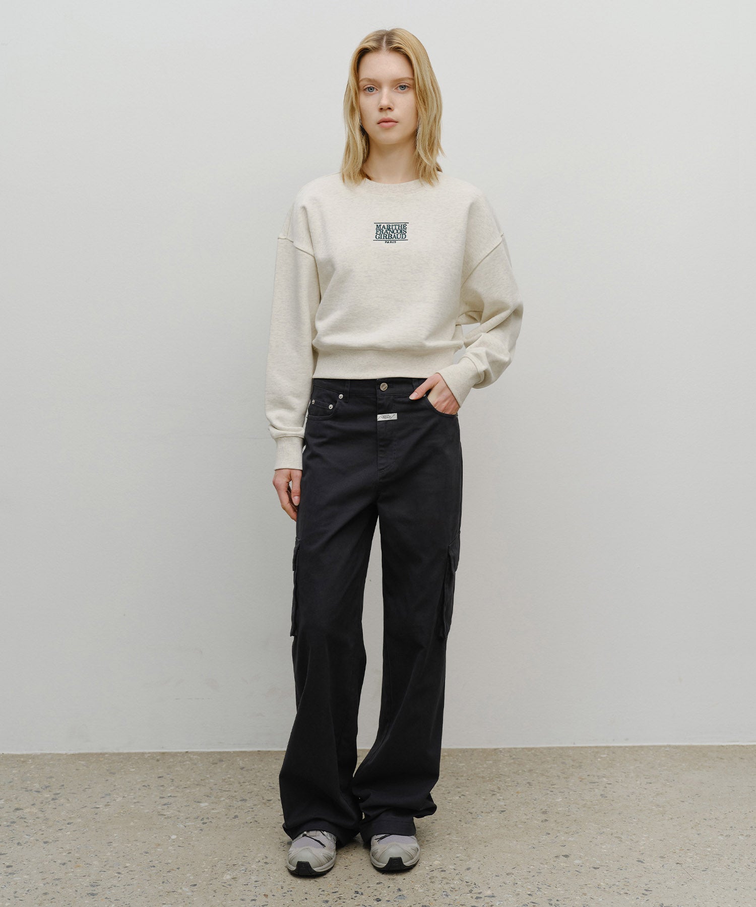Marithe & Francois Girbaud - Small Classic Logo Crop Sweatshirt (Oatmeal) product image 5 | TRAB K-Fashion Australia