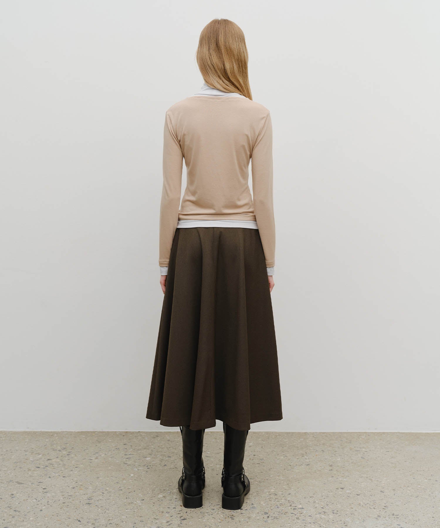 Marithe & Francois Girbaud - Long Flare Skirt (Brown) product image 5 | TRAB K-Fashion Australia
