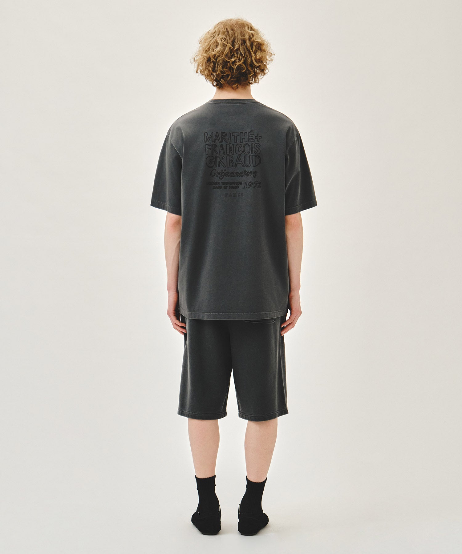 Marithe & Francois Girbaud - Outline Classic Logo Dyeing Bermuda Sweat Shorts (Charcoal) product image 5 | TRAB K-Fashion Australia
