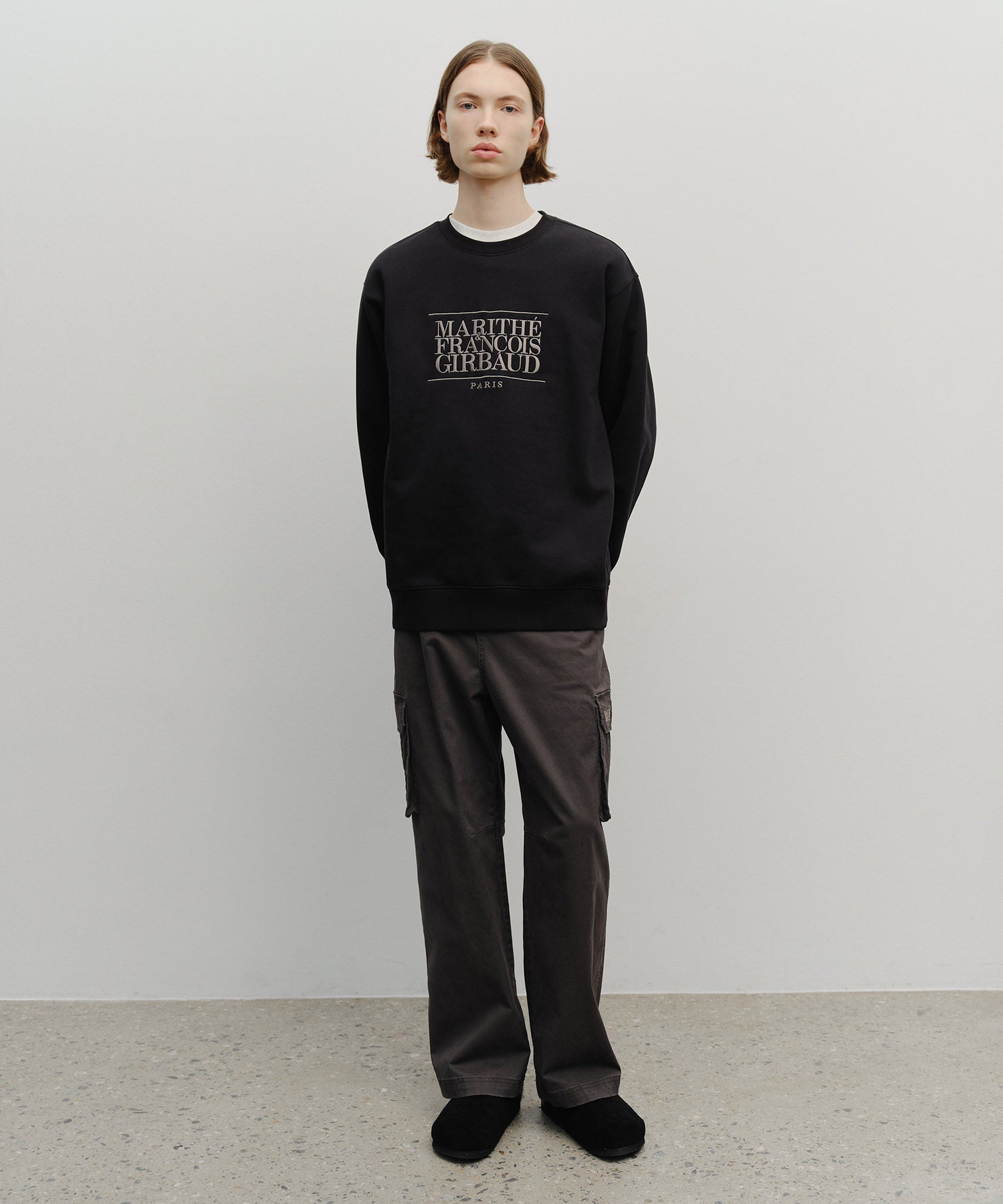 Marithe & Francois Girbaud - Classic Logo Embroidery Sweatshirt (brushed) (Black) product image 5 | TRAB K-Fashion Australia