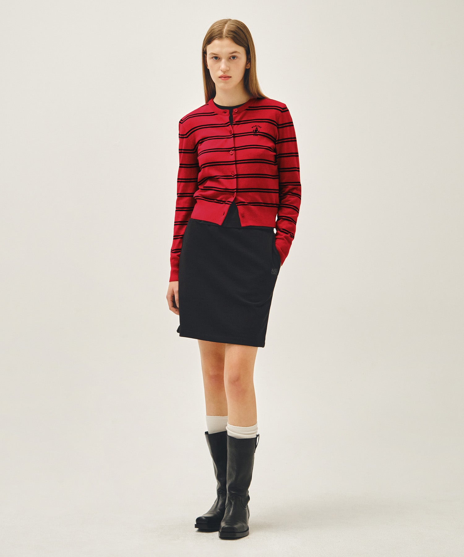 Marithe & Francois Girbaud - Stripe Knit Cardigan (Red) product image 5 | TRAB K-Fashion Australia