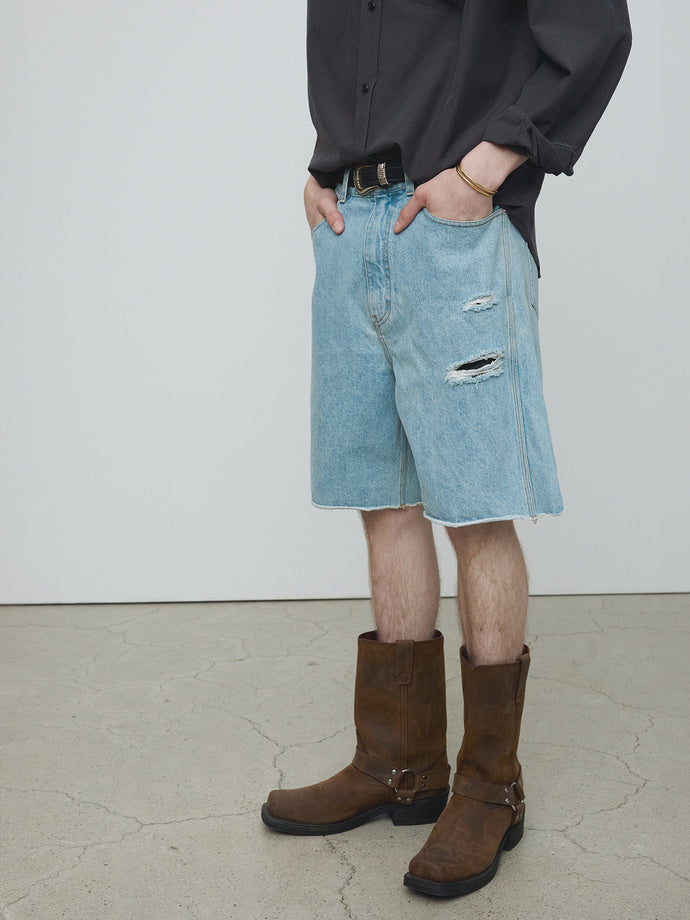 Tonywack - Raw Hem Denim Shorts (Light Washed Blue) product image 4 | TRAB K-Fashion Australia