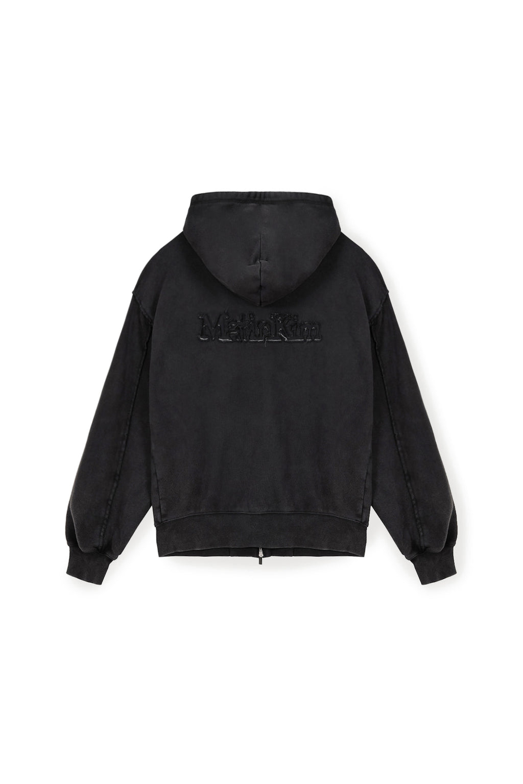 Matin Kim - Back Logo Washed Hoody Zip Up (Charcoal) product image 2 | TRAB K-Fashion Australia