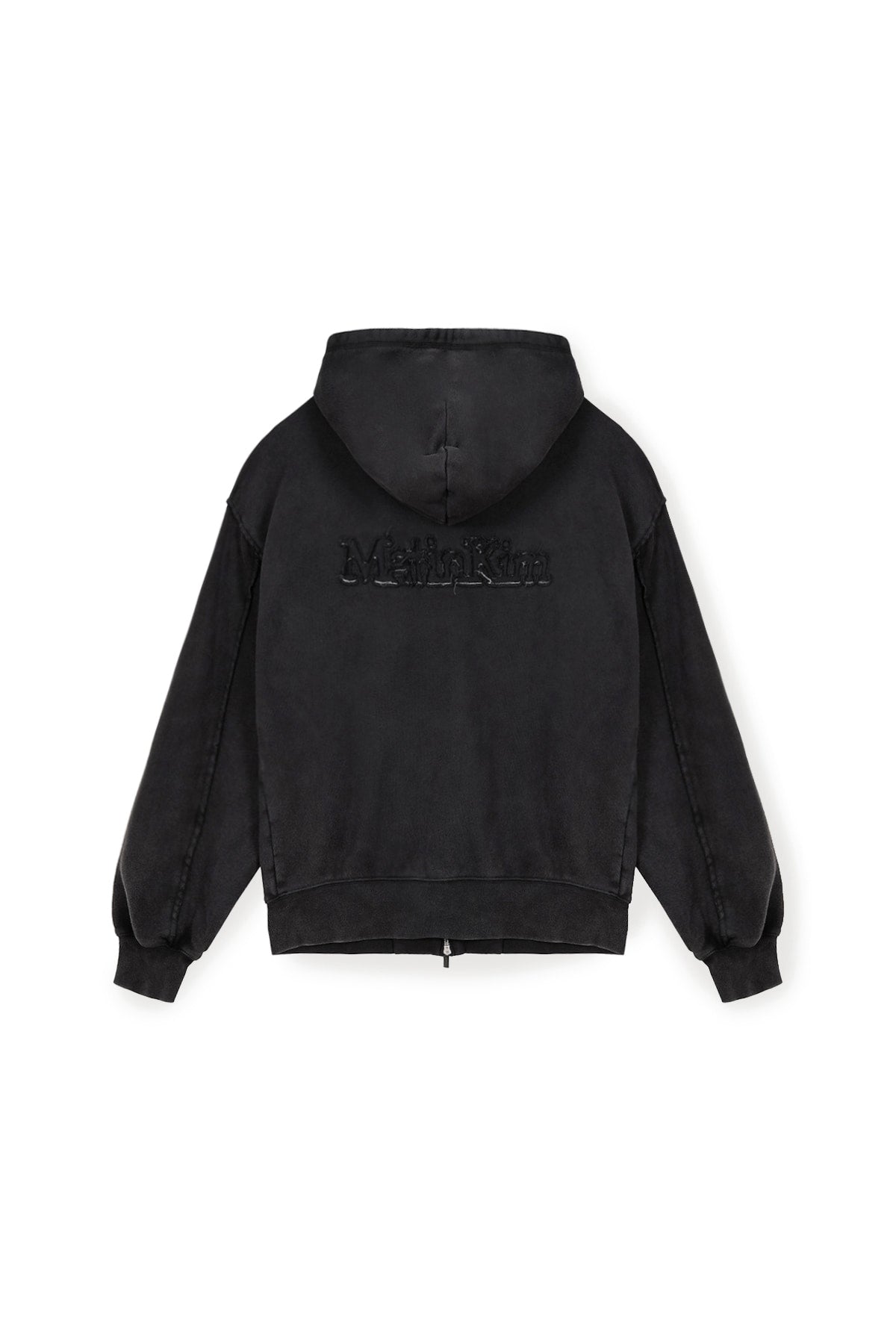 Matin Kim - Back Logo Washed Hoody Zip Up (Charcoal) product image 2 | TRAB K-Fashion Australia