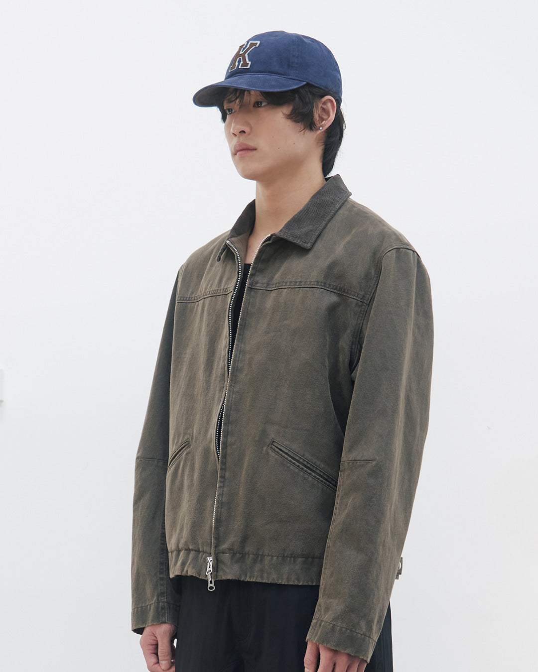 Kijun - Washed Leather Work Jacket (Khaki Brown) product image 2 | TRAB K-Fashion Australia