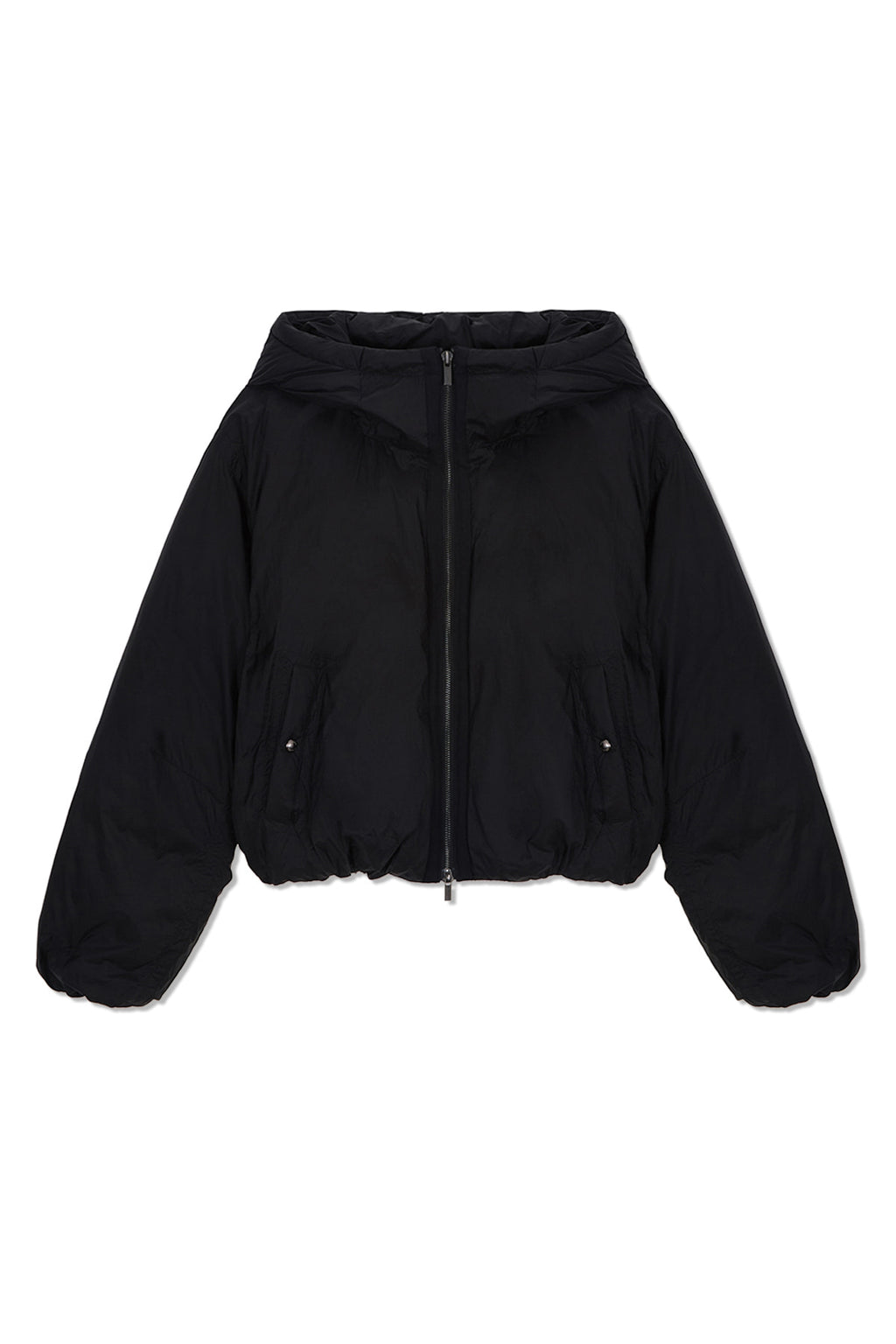 Matin Kim - Back Logo Hoody Short Down Jumper (Black) product image 1 | TRAB K-Fashion Australia