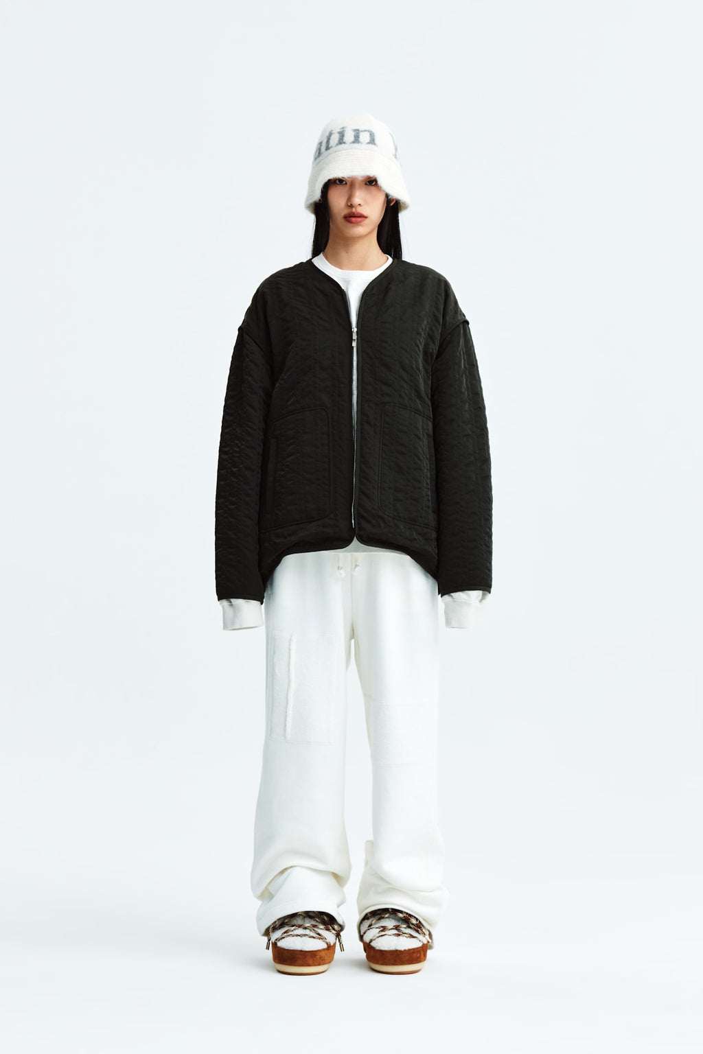 Matin Kim - Warm Up Quilting Jumper (Khaki) product image 6 | TRAB K-Fashion Australia