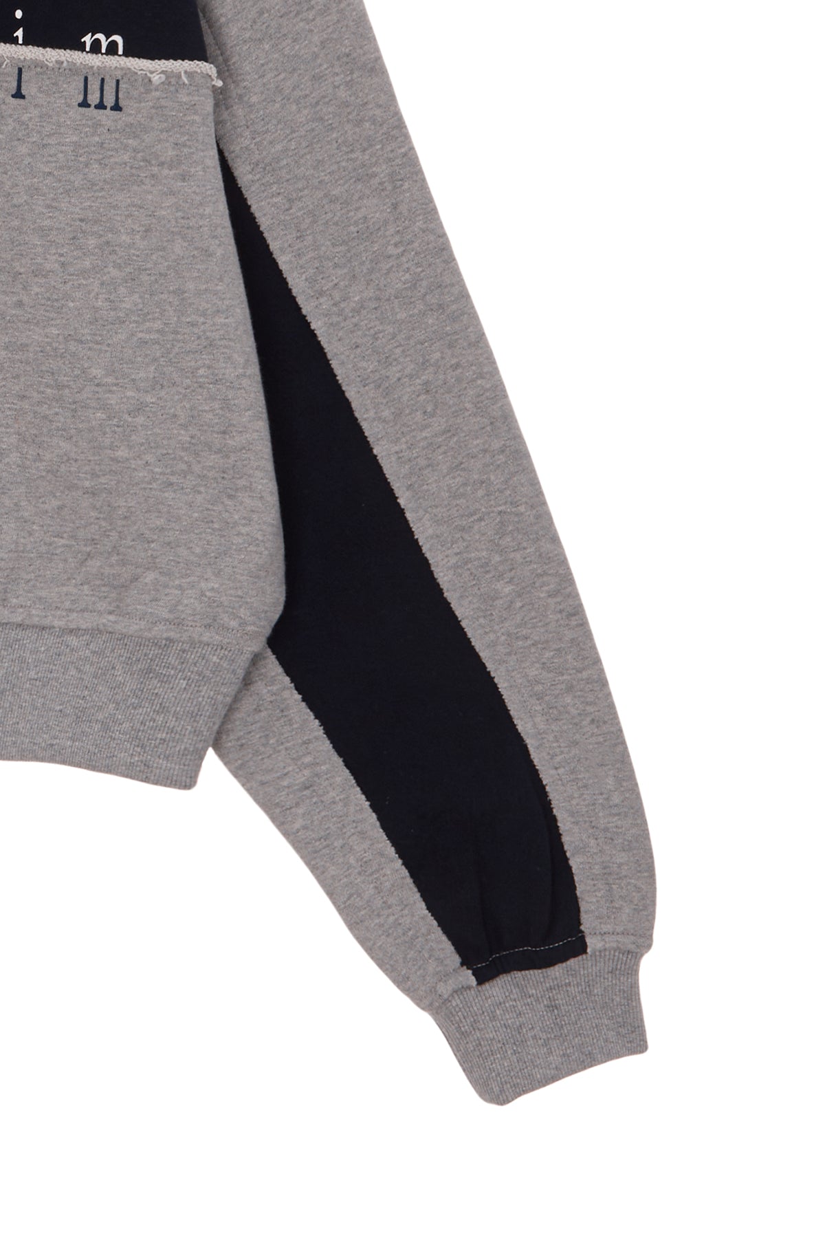 Matin Kim - Cutted Logo Half Zip Sweatshirt (Grey) product image 4 | TRAB K-Fashion Australia