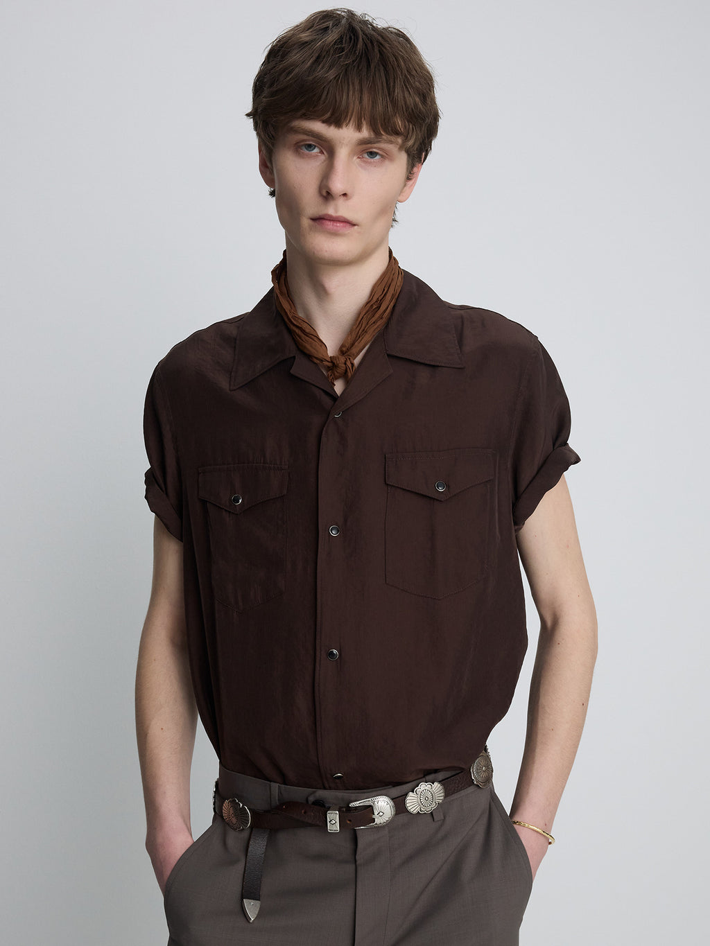 Tonywack - Washed Rayon Pearl Snap Shirt (Brown) product image 6 | TRAB K-Fashion Australia