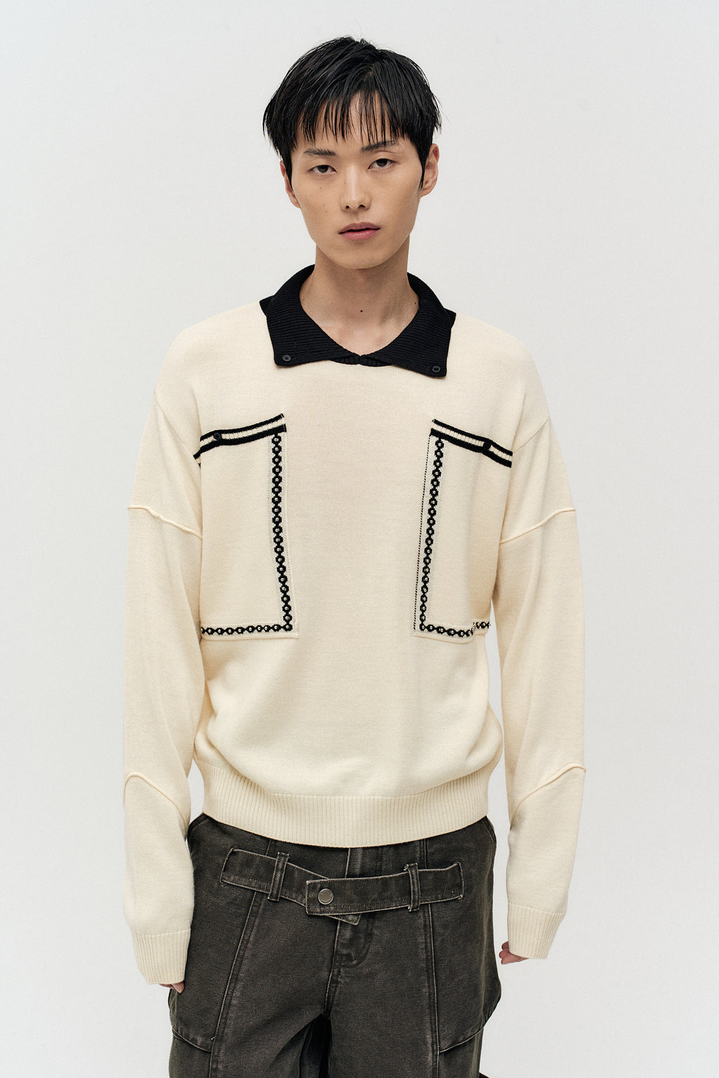 Andersson Bell - Big Pocket Polo Sweater (ecru) (Ecru) product image 4 | TRAB K-Fashion Australia