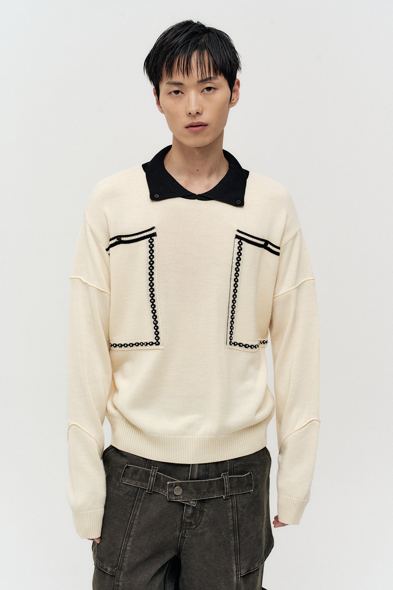 Andersson Bell - Big Pocket Polo Sweater (ecru) (Ecru) product image 4 | TRAB K-Fashion Australia