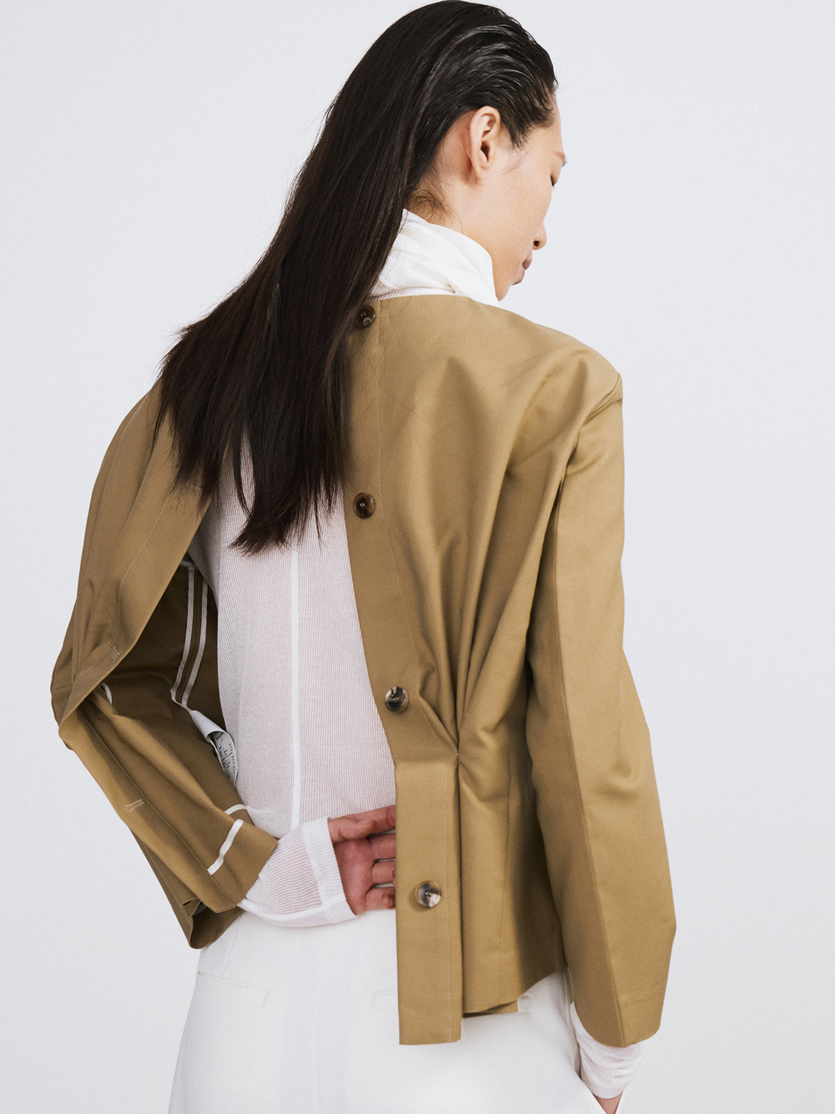 Recto - Open Back Peplum Top (Khaki Beige) product image 4 | TRAB K-Fashion Australia