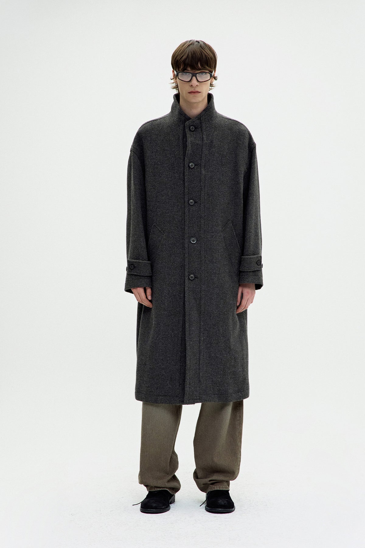 Coor - Cashmere Blend High Neck Coat (Cinder Gray) product image 2 | TRAB K-Fashion Australia