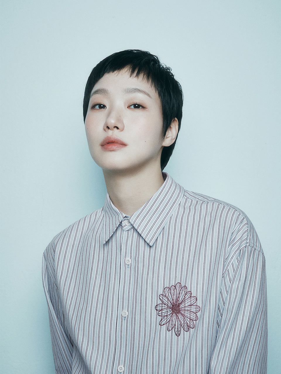 Mardi Mercredi - Cotton Shirt Stripe (Blue Burgundy) product image 1 | TRAB K-Fashion Australia