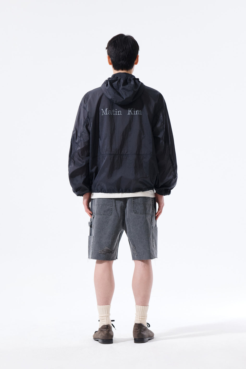Matin Kim - Back Logo Hoody Windbreaker (Charcoal) product image 8 | TRAB K-Fashion Australia