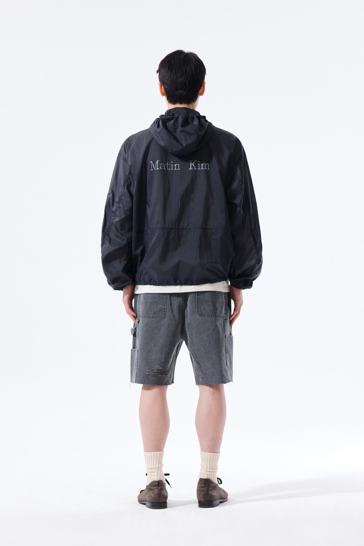 Matin Kim - Back Logo Hoody Windbreaker (Charcoal) product image 8 | TRAB K-Fashion Australia