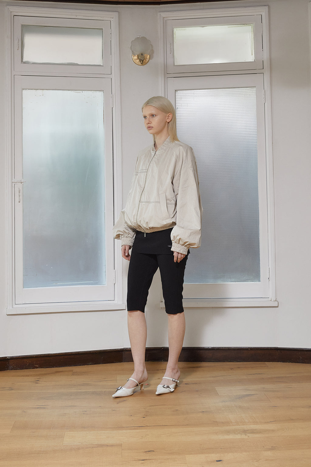 Matin Kim - Washed Volume Bomber Jumper (Beige) product image 8 | TRAB K-Fashion Australia