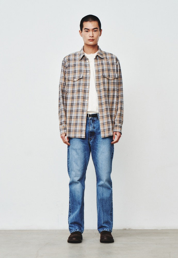 Art if acts - Washed Check Western Shirt (Stone/Grey) product image 1 | TRAB K-Fashion Australia