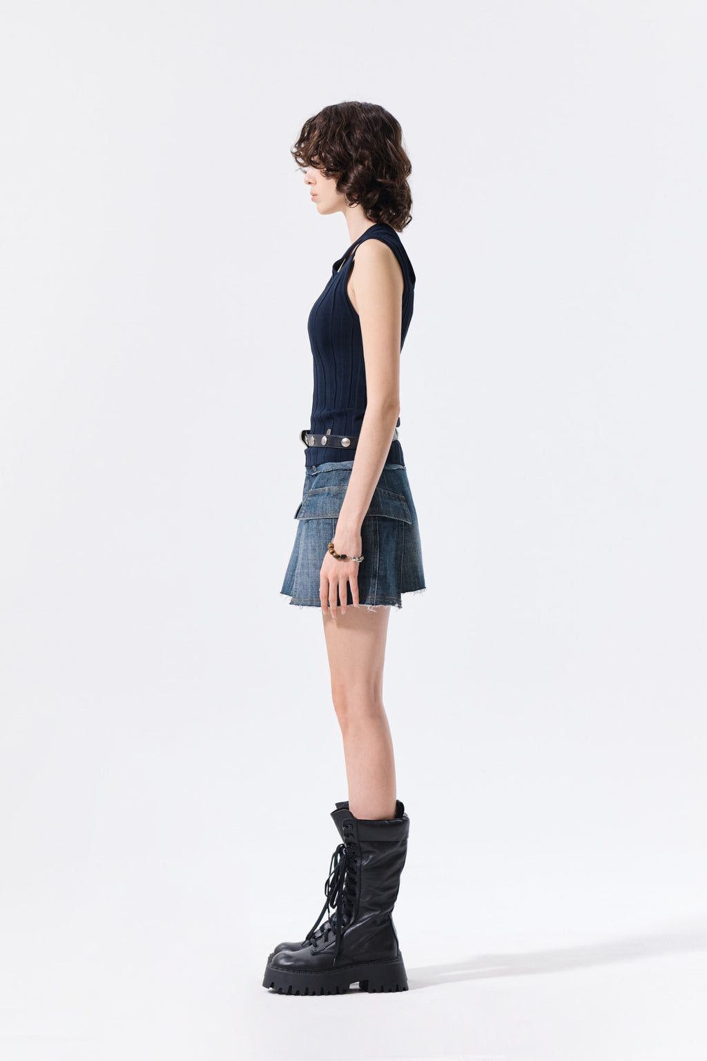 Matin Kim - Cut Out Sleeveless Knit Top (Dark Navy) product image 6 | TRAB K-Fashion Australia