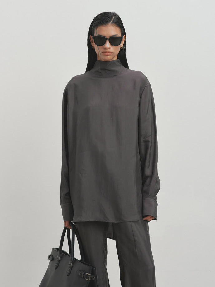 Tonywack - Liquid Oversized High Neck Top (Grey Khaki) product image 4 | TRAB K-Fashion Australia