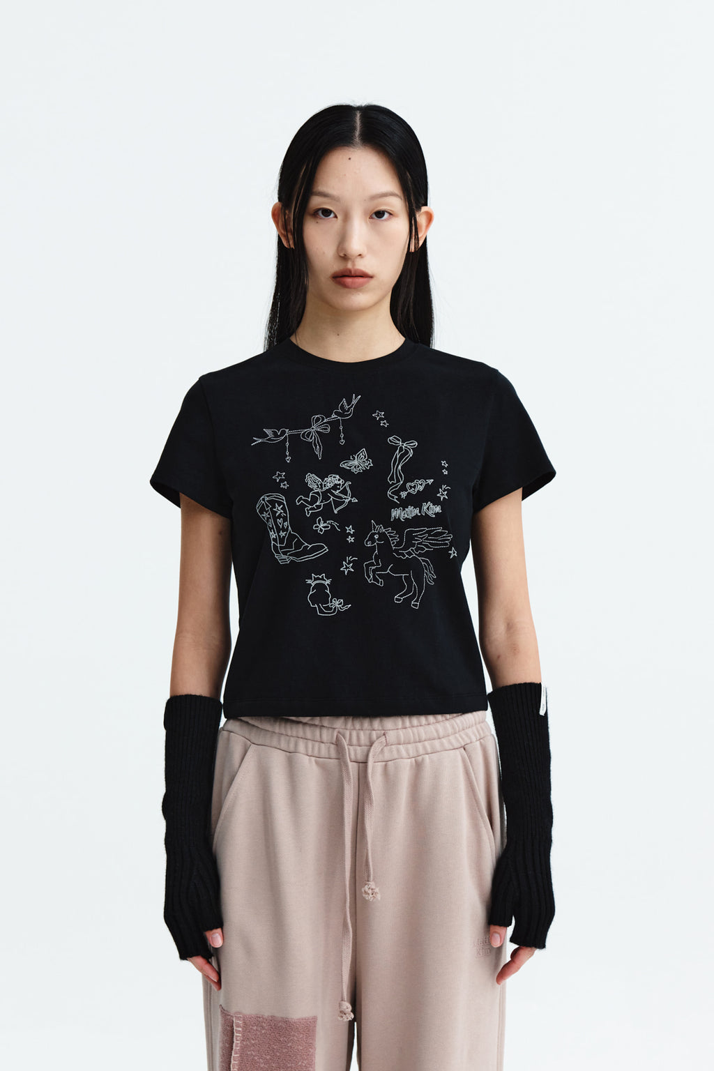 Matin Kim - Kitsch Printing Crop Top (Black) product image 10 | TRAB K-Fashion Australia