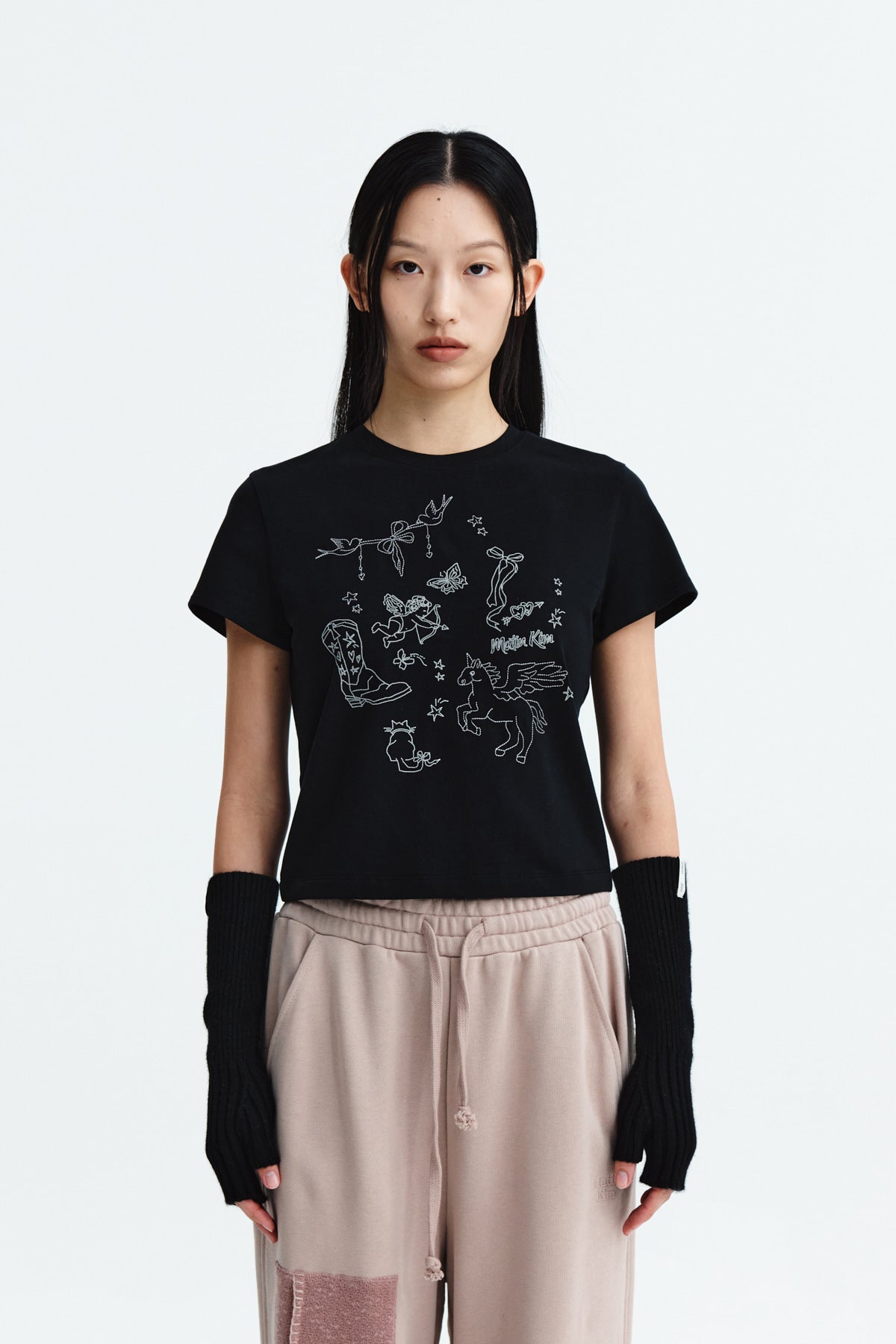 Matin Kim - Kitsch Printing Crop Top (Black) product image 10 | TRAB K-Fashion Australia