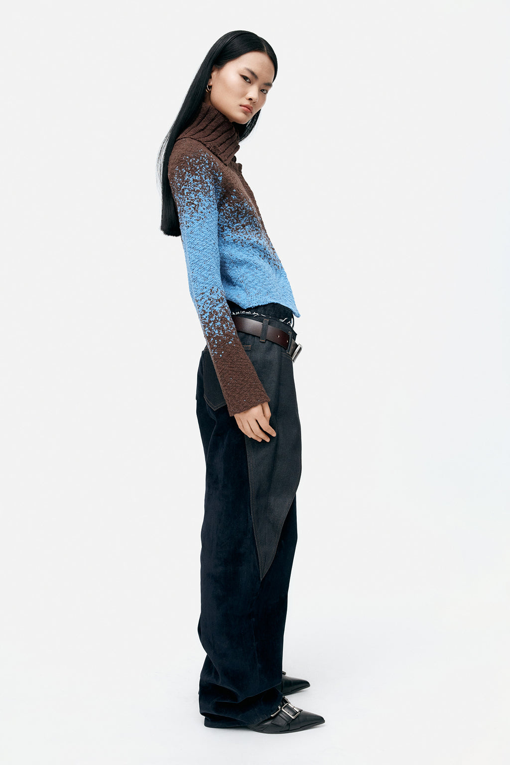 Andersson Bell - Flow Jaquard Short Cardigan (Blue/Brown) product image 4 | TRAB K-Fashion Australia