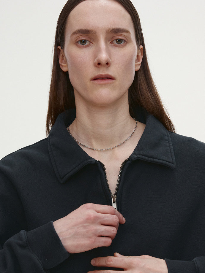 Tonywack - Garment-Dyed Cropped Zip Up Sweatshirt (Faded Black) product image 6 | TRAB K-Fashion Australia