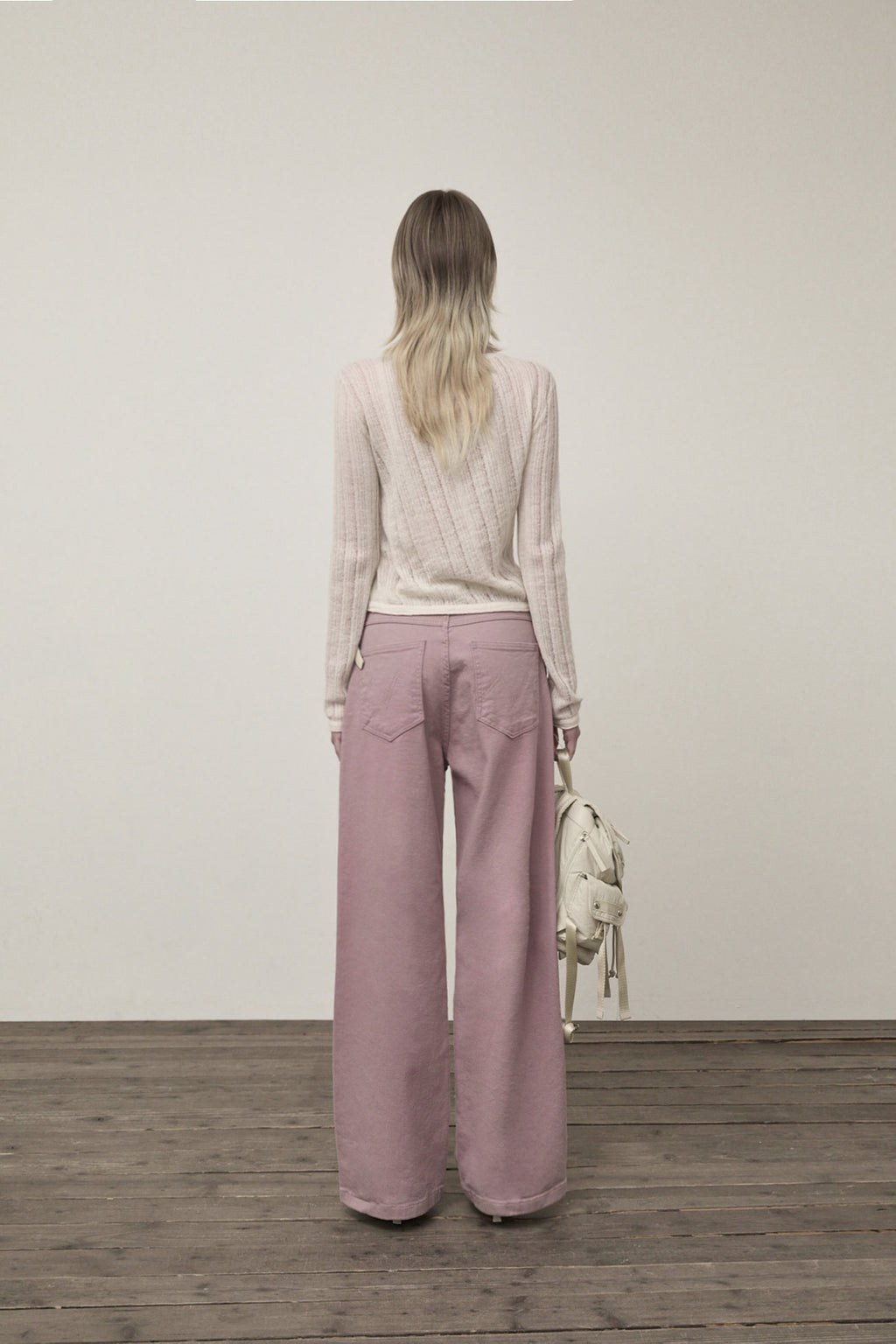 Matin Kim - Diagonal Texture Knit Top (Light Beige) product image 6 | TRAB K-Fashion Australia